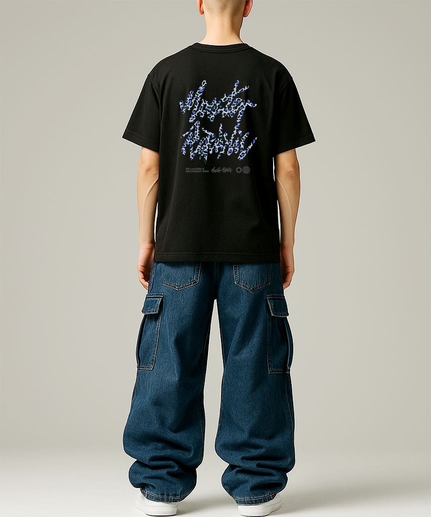 MUSINSA公式 | MONSTER REPUBLIC Leopard Logo Blue T-Shirt
